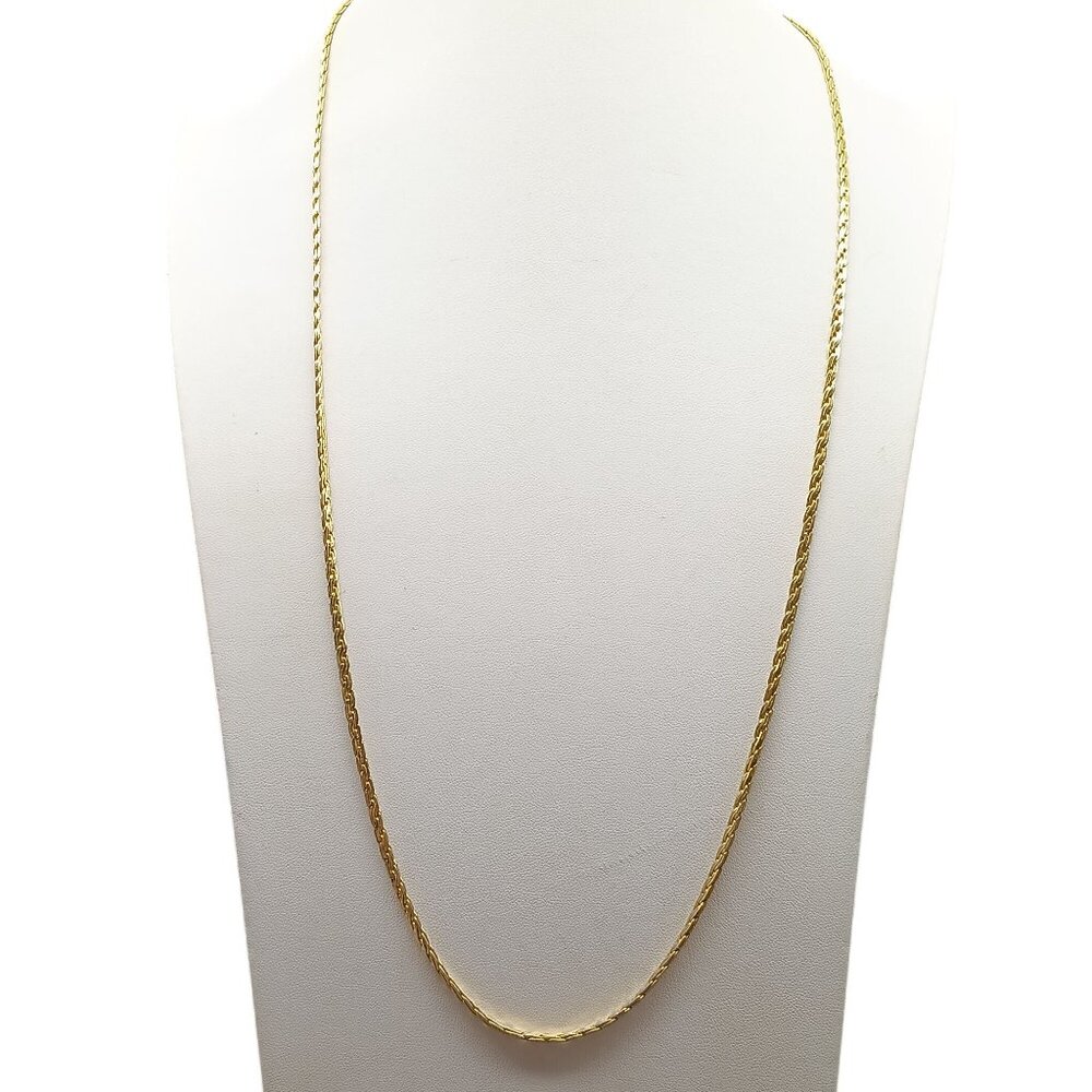 Vintage Gold Tone Twisted Rope Chain Necklace With Lobster Clasp 30in